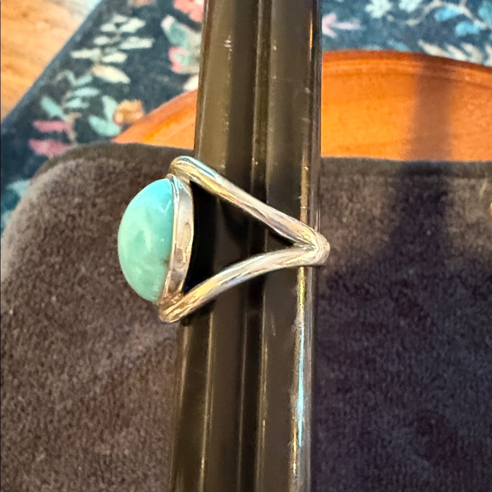 Sterling Silver Amazonite Statement Ring Large Do… - image 2